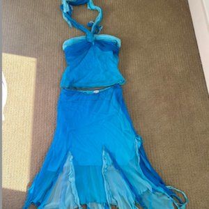 Y2K Mermaid Core Cache Blue Top/ Skirt Set